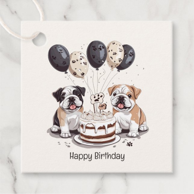 Grattis på födelsedagen English Bullhundars Gåvor Etiketter (Framsida)