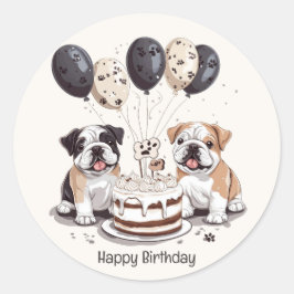Grattis på födelsedagen English Bullhundars Runt Klistermärke