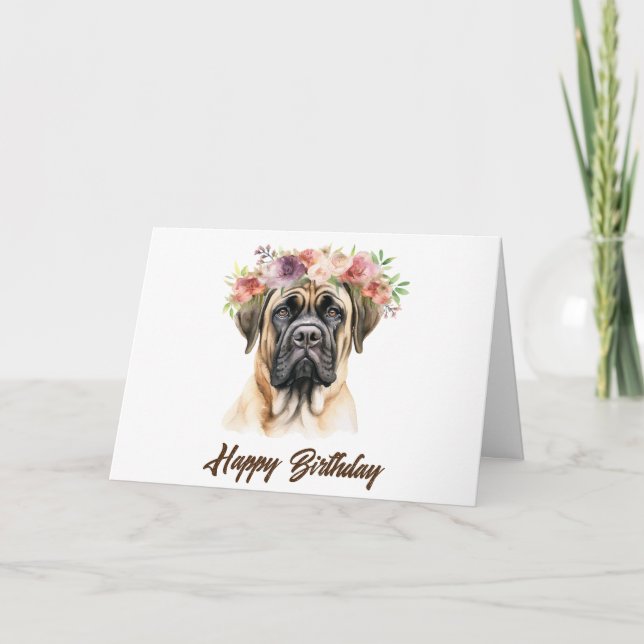 Grattis på födelsedagen English Mastiff Hund with  Kort (Framsida)