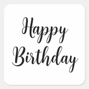 Grattis på födelsedagen enkel minimalistisk svart fyrkantigt klistermärke