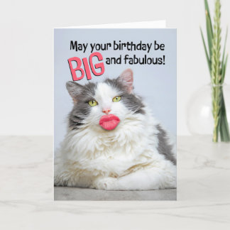 Grattis på födelsedagen Fabulatkatt med stort huma Helgkort