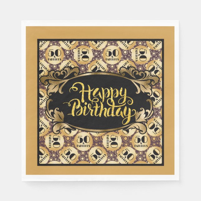 Grattis på födelsedagen Fabulous femty Pappersservett (Framsidan)