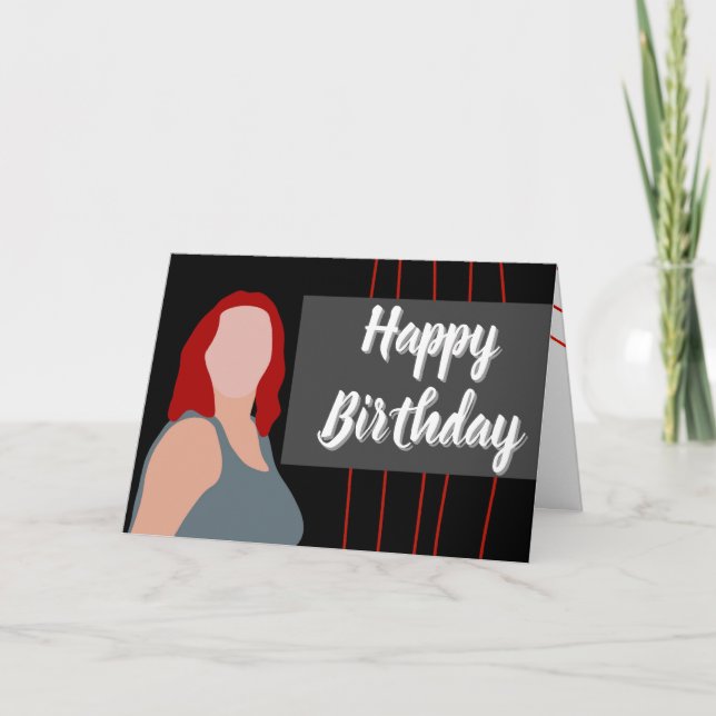 Grattis på födelsedagen Facless Red Hair Tack Kort (Framsida)