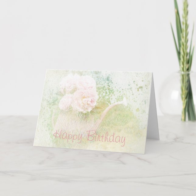 Grattis på födelsedagen Faded Struktur Peony Bouqu Kort (Framsida)