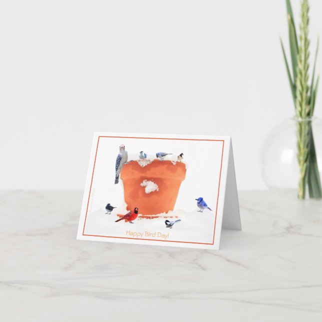 Grattis på födelsedagen (fågeldagen) helgkort (Framsida)