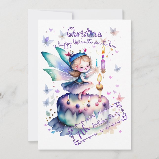 Grattis på födelsedagen Fairy 01 Inbjudningar (Framsida)