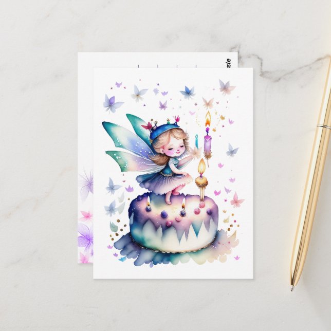 Grattis på födelsedagen Fairy 01 Vykort (Fram/Back In Situ)