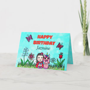 Grattis på födelsedagen Fairy and Unicorn Personli Kort