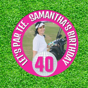 Grattis på födelsedagen Fantastisk Rosa dam Golfer Runt Klistermärke