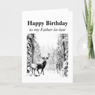 Grattis på födelsedagen-Far-in-law Vintage Stag, H Kort