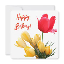 Grattis på födelsedagen färgad röd gult av tulpank