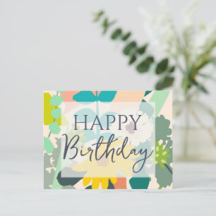 Grattis på födelsedagen Färgglad Abstrakt Blommig  Vykort