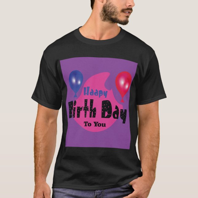 Grattis på födelsedagen – Färgglad festlig födelse T Shirt (Framsida)