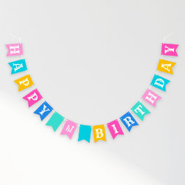 Grattis på födelsedagen Färgglada flickor Party Bo Vimplar