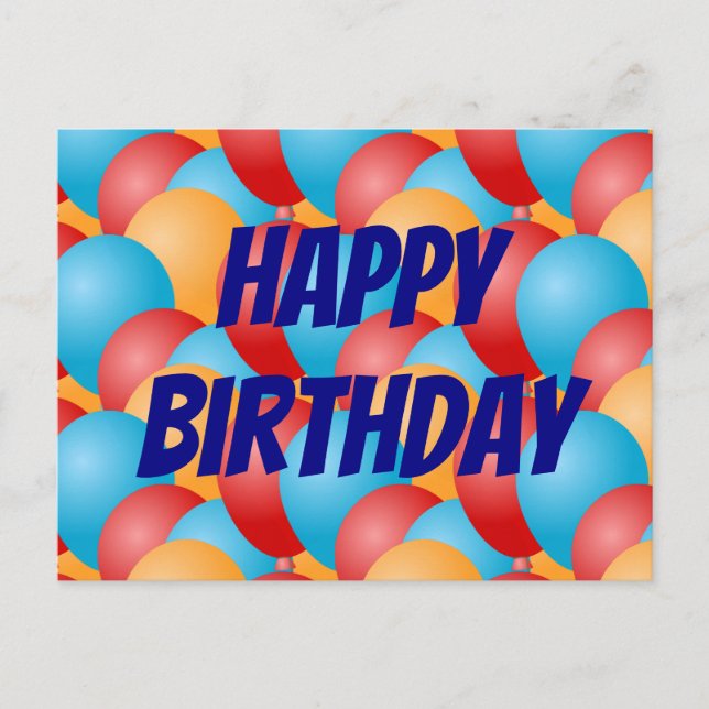 Grattis på födelsedagen Färgglada Röda Gula Blå Ba Vykort (Framsida)