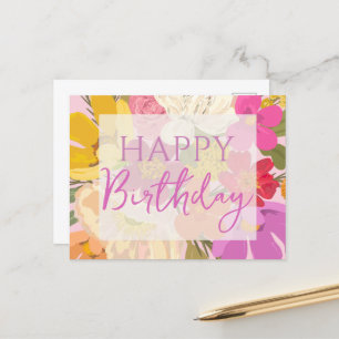 Grattis på födelsedagen Färgglada vårblommor Vykort