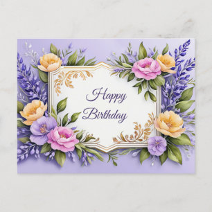 Grattis på födelsedagen färgglomma blommor på lave vykort
