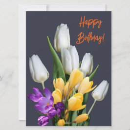 Grattis på födelsedagen färglös blommigt av tulip- julkort