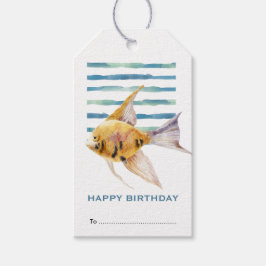 Grattis på födelsedagen, färglös tropisk fiskstran presentetikett