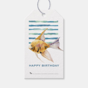 Grattis på födelsedagen, färglös tropisk fiskstran presentetikett