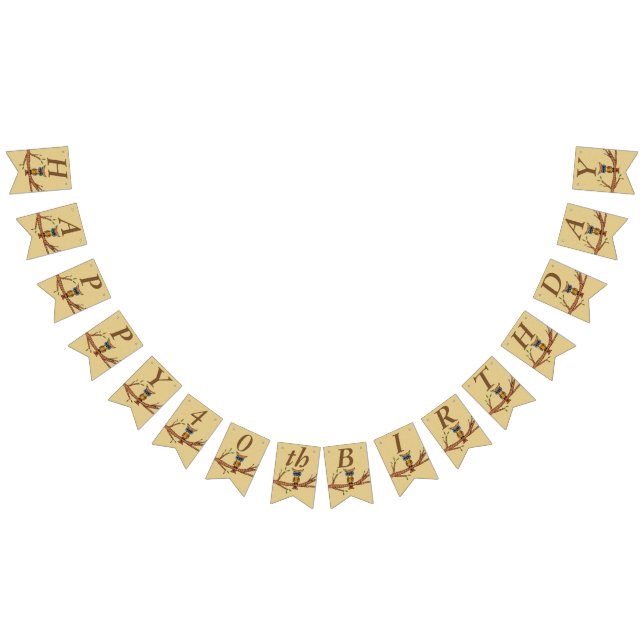 Grattis på födelsedagen färglöst Uggla vid Gren Br Vimplar (Alla)