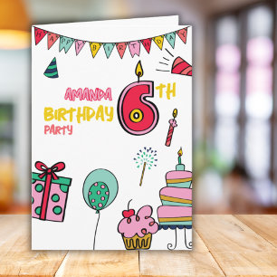 Grattis på födelsedagen Färgrik 6-års födelsedagsg Kort
