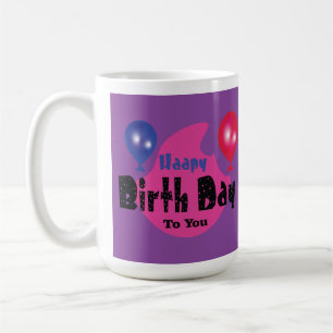 Grattis på födelsedagen – Färgrik festlig parti-de Kaffemugg