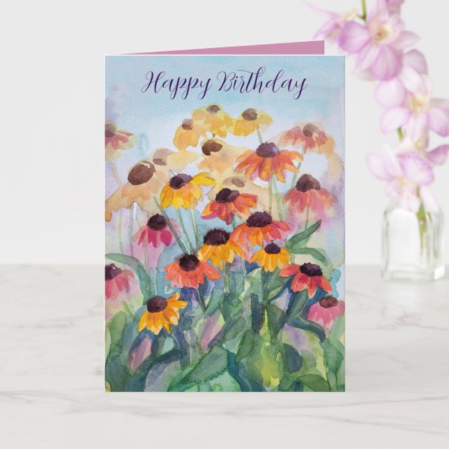 Grattis på födelsedagen Färgrika vildblommor klock Kort (Orkide)