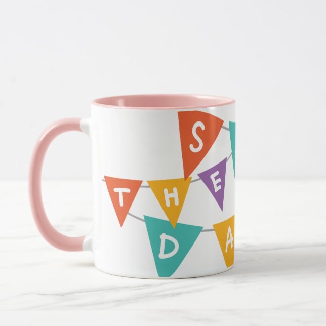 "Grattis på födelsedagen" Färgstark girlang Rosa t Mugg (Vänster)