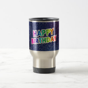 Grattis på födelsedagen, färgstark textdesign resemugg