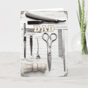 Grattis på födelsedagen Fars dag Barber Greeting C Kort