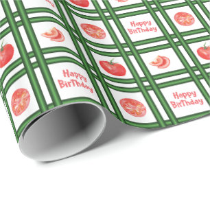 Grattis på födelsedagen - Färsk tomatmönster Presentpapper