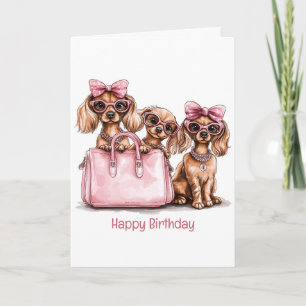 Grattis på födelsedagen Fashionable Dachshund Hund Kort