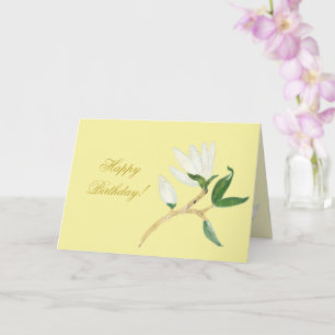 Grattis på födelsedagen Faux Guld Magnolia Gren Kort