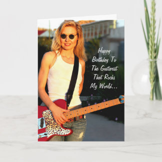 Grattis på födelsedagen Female Guitarist Sten-kort Kort