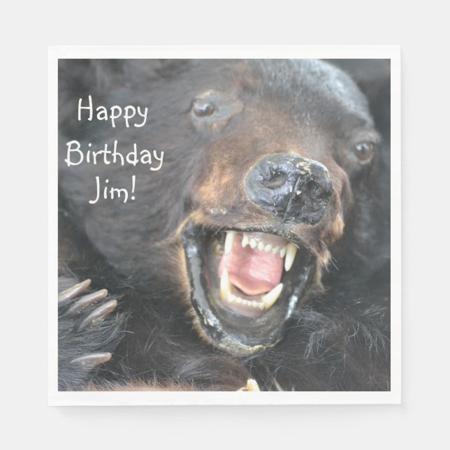 Grattis på födelsedagen Ferocious Bear Pappersservett (Framsidan)