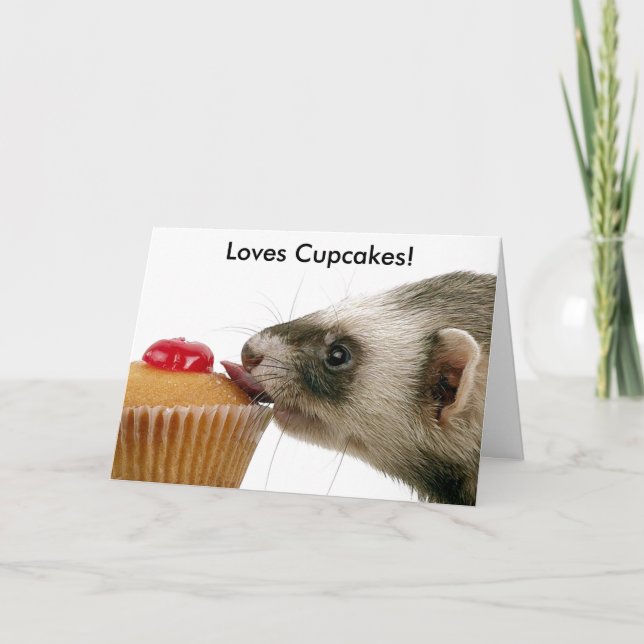 Grattis på födelsedagen Ferret Kärlek Muffinsar Kort (Framsida)