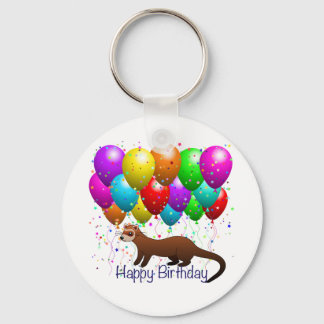 Grattis på födelsedagen Ferret Keychain Nyckelring