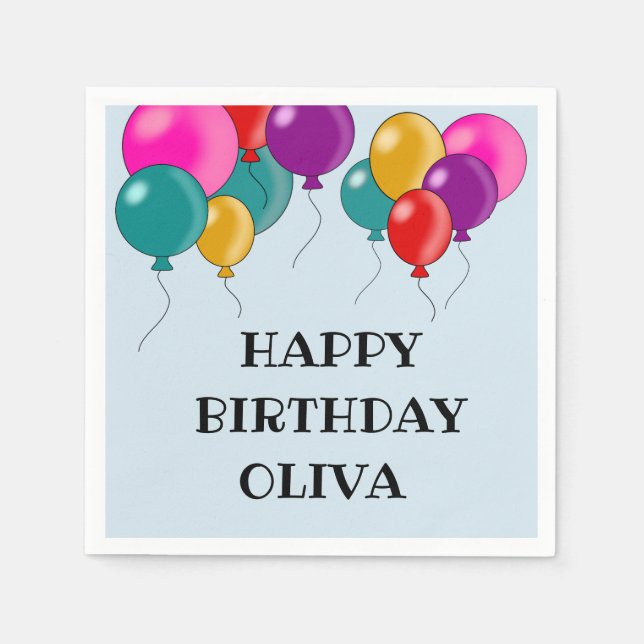 Grattis på födelsedagen Festive Party Bash Balloon Pappersservett (Framsidan)