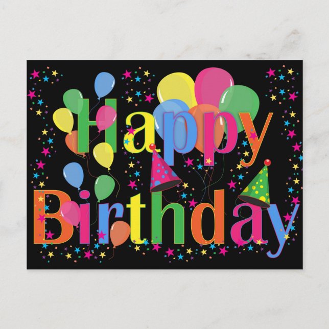 Grattis på födelsedagen, festlig födelsedagsfirand vykort (Framsida)