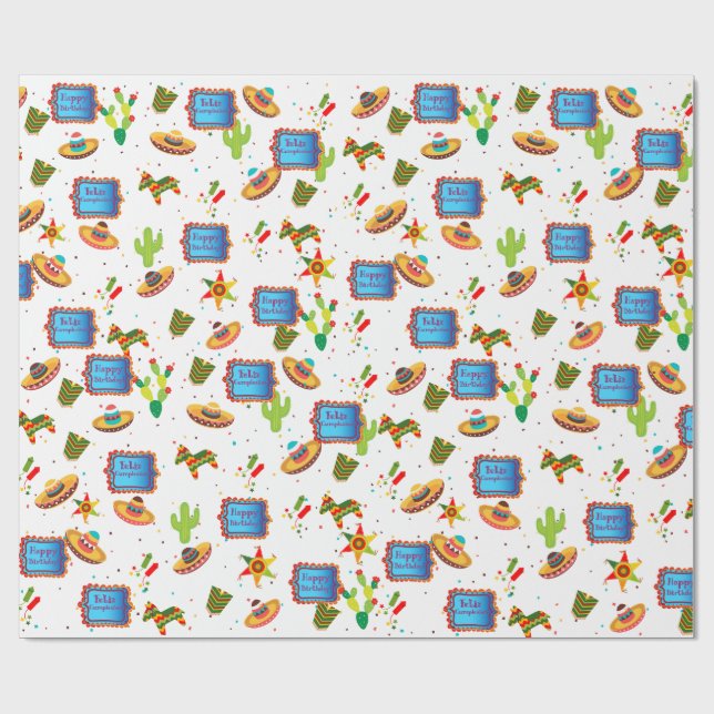 Grattis på födelsedagen Fiesta Wrapping papper Presentpapper (Platt)