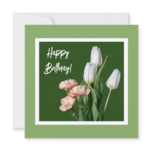 Grattis på födelsedagen fint konstverk vita tulpan