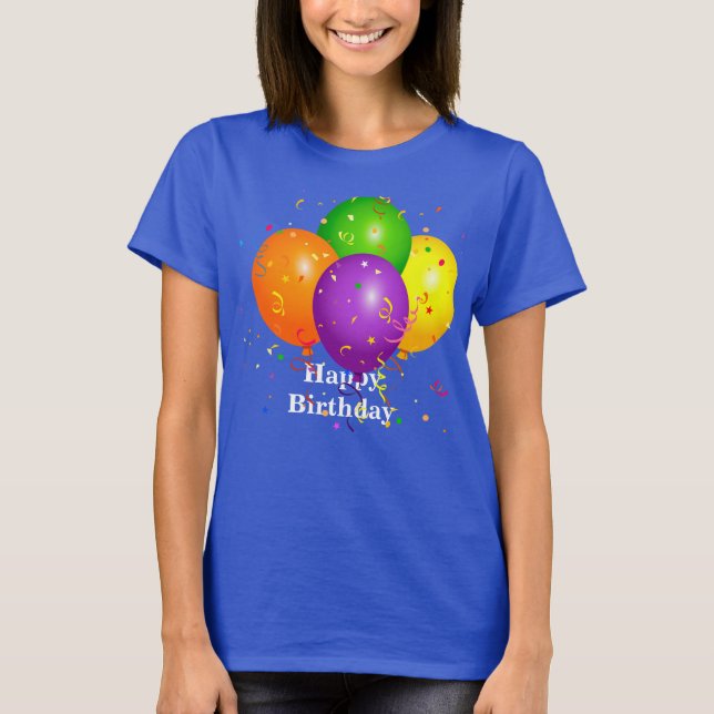 "Grattis på födelsedagen," Firande-ballonger T Shirt (Framsida)