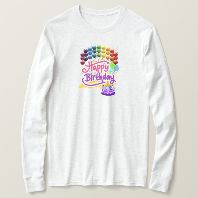 Grattis på födelsedagen Firande Dam Långärmad Tee (Design framsida)