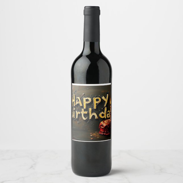 Grattis på födelsedagen Firande Design Vinflaska Etikett (Framsida)