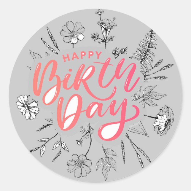 Grattis på födelsedagen Firande Runt Klistermärke (Framsida)