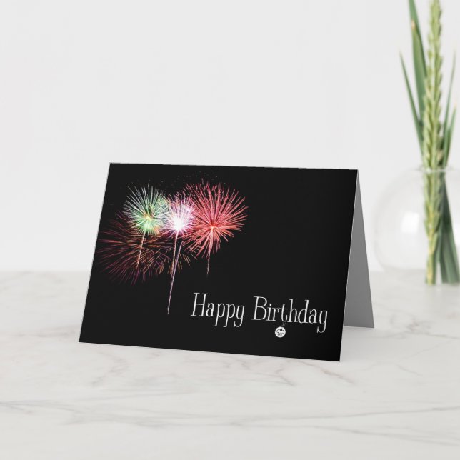 Grattis på födelsedagen Fireworks Kort (Framsida)