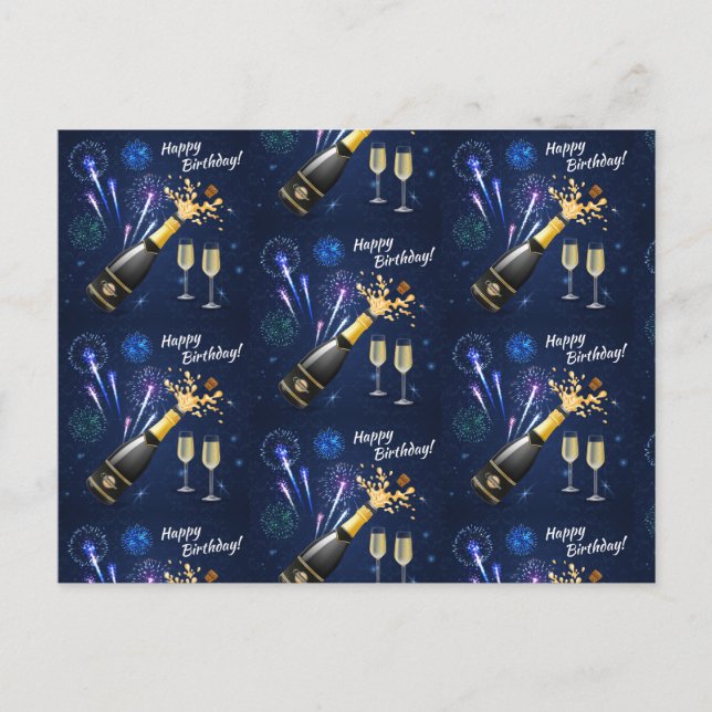 Grattis på födelsedagen Fireworks Vykort (Framsida)