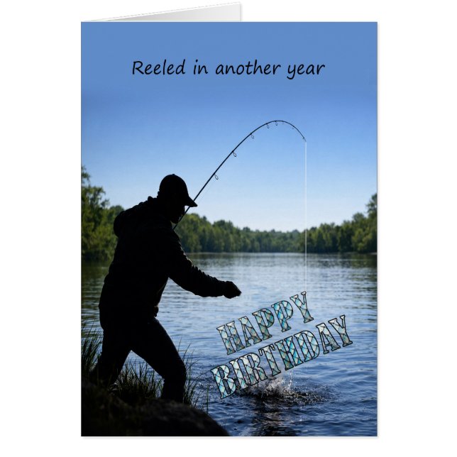 Grattis på födelsedagen fiskare  hälsningskort (Framsidan)