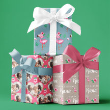 Grattis på födelsedagen Flamingo Wrapping Papper L